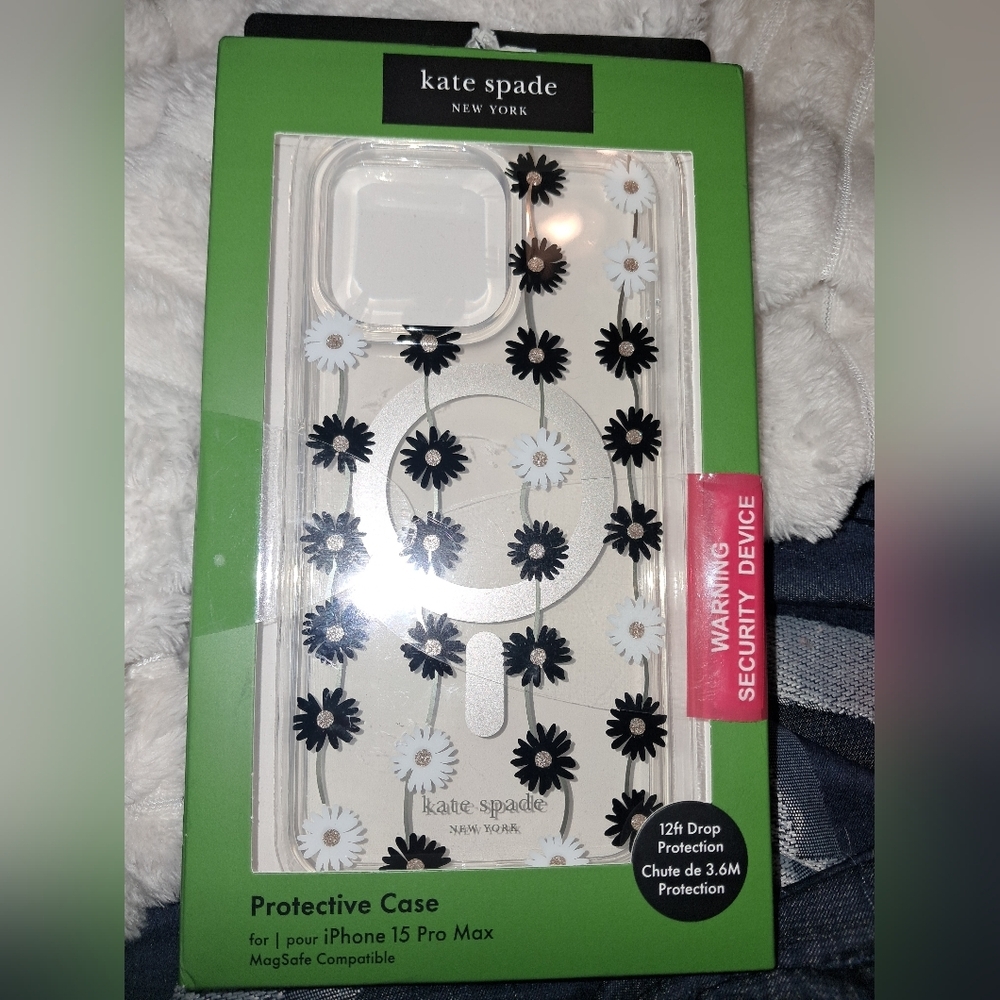 Kate Spade Black and White Floral iPhone 15 Pro Max Case